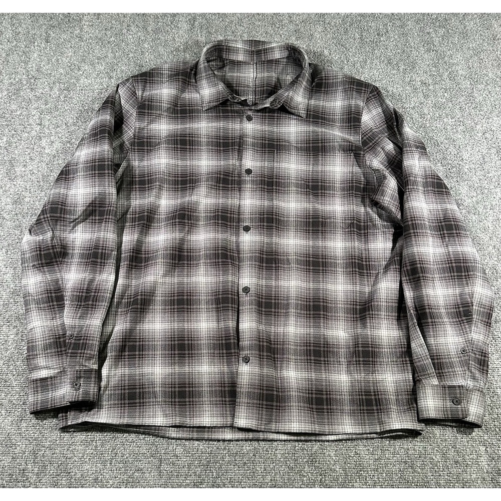 Lululemon Shirt Mens XL Gray Plaid Masons Peak Flannel Long Sleeve Button Up
